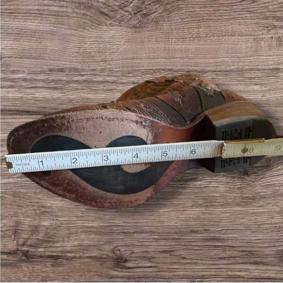 W6 1/2 CORRAL Western Ankle Lamb Embroidery Boot Round Toe Chocolate 6.5 VGUC - Picture 14 of 16